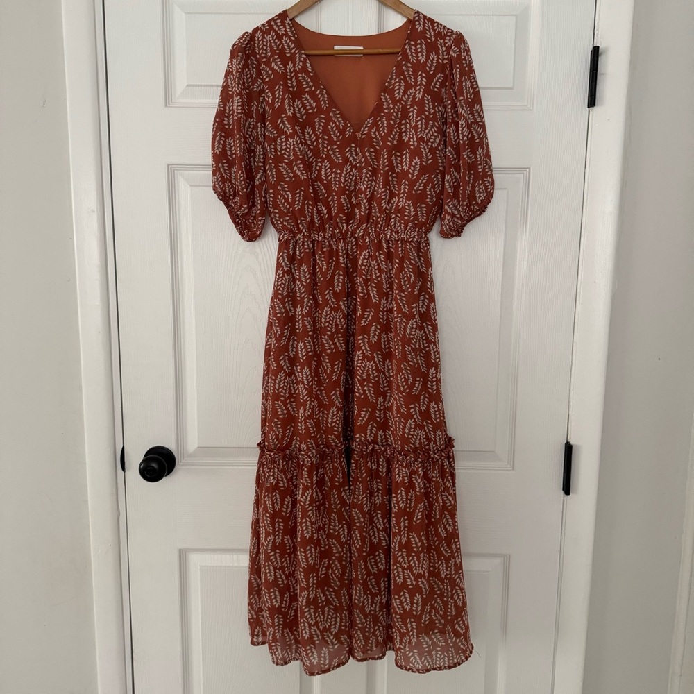 All in favor brown floral dress